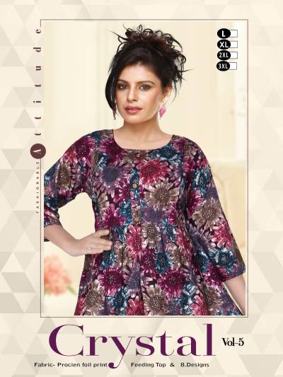 CRYSTAL VOL.5 BY TRENDY DESIGNER RAION PRPCIAN KURTIS WHOLLESALER IN INDIA